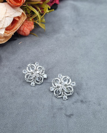 Radiant Floral Lace American Diamond Studs