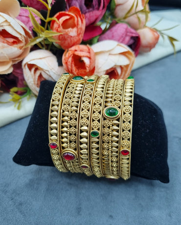 Traditional Filigree & Beaded Bangle Set for Festive & Wedding Wear