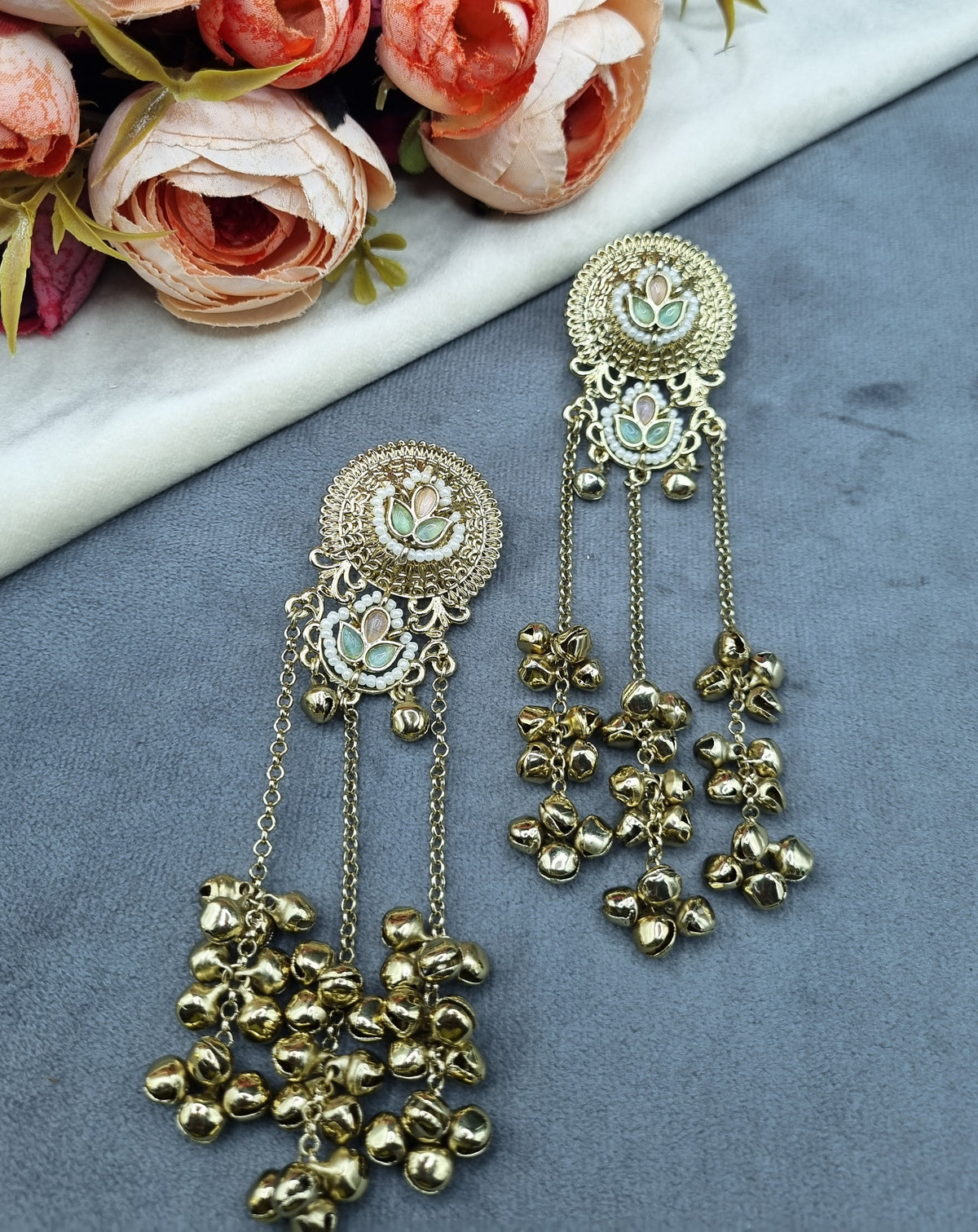 Ghungroo Tassel Floral Drop Earrings