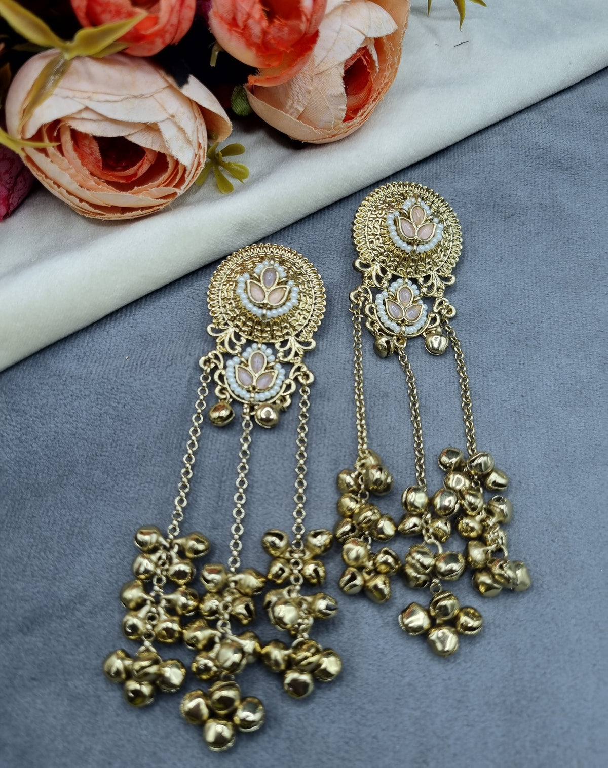 Ghungroo Tassel Floral Drop Earrings