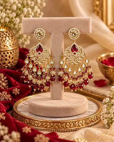 Pearl Cluster Chandelier Statement Earrings