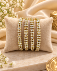 Antique Gold CZ Stone Bangle Set