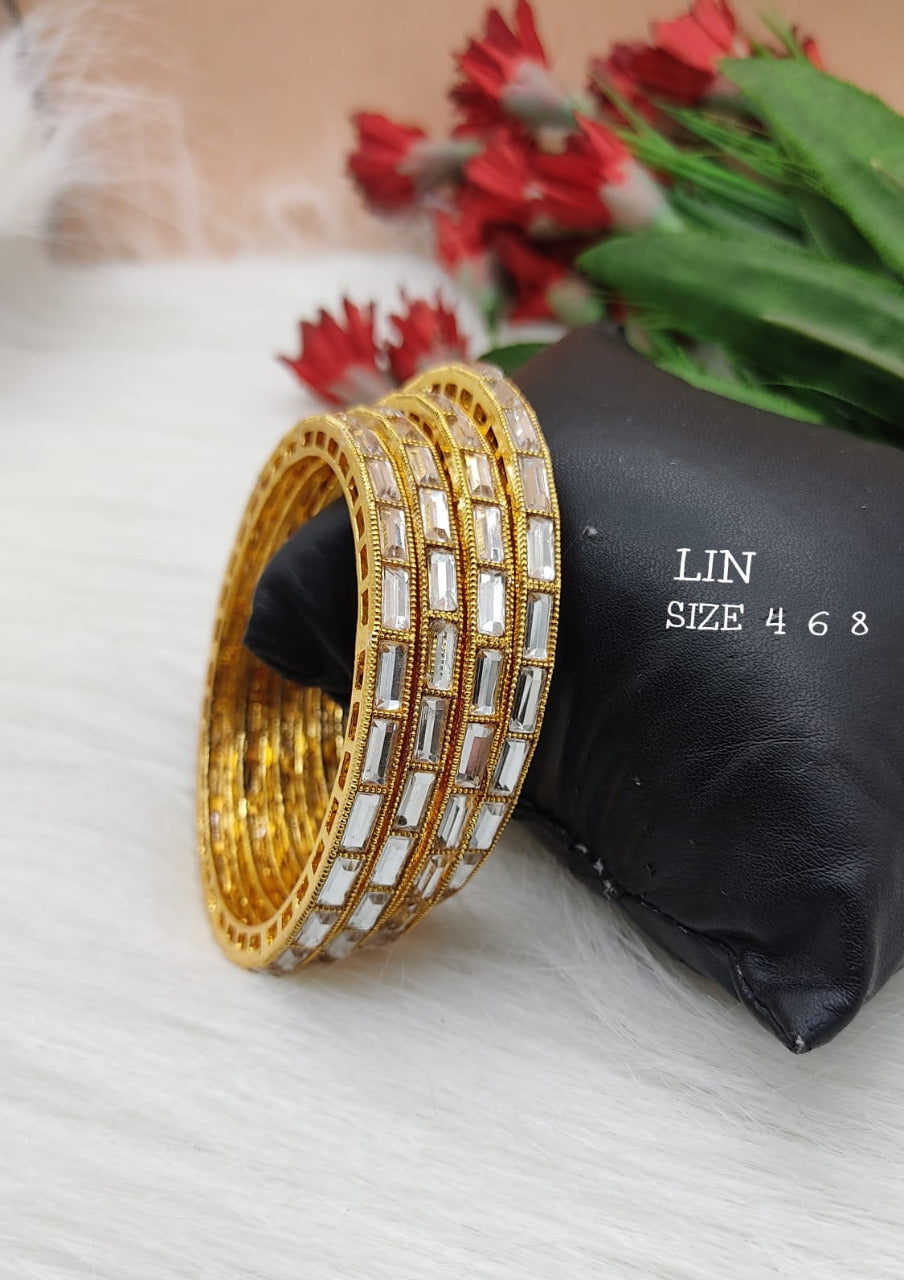 Modern White Stone Bangles Set