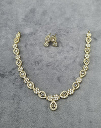 Rhodium-Plated Pear-Drop & Floral Necklace Set