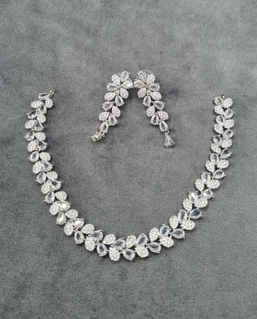 Dainty Floral Vine Jewelry Set Sophisticated Evening & Bridal Wear