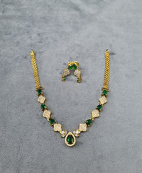 Sparkling Green Teardrop AD Necklace Set