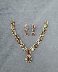 Floral Link Necklace & Matching Drop Earrings