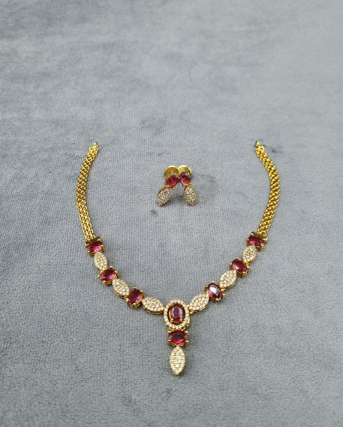 Vibrant Multi-Stone Necklace with Matching Studs