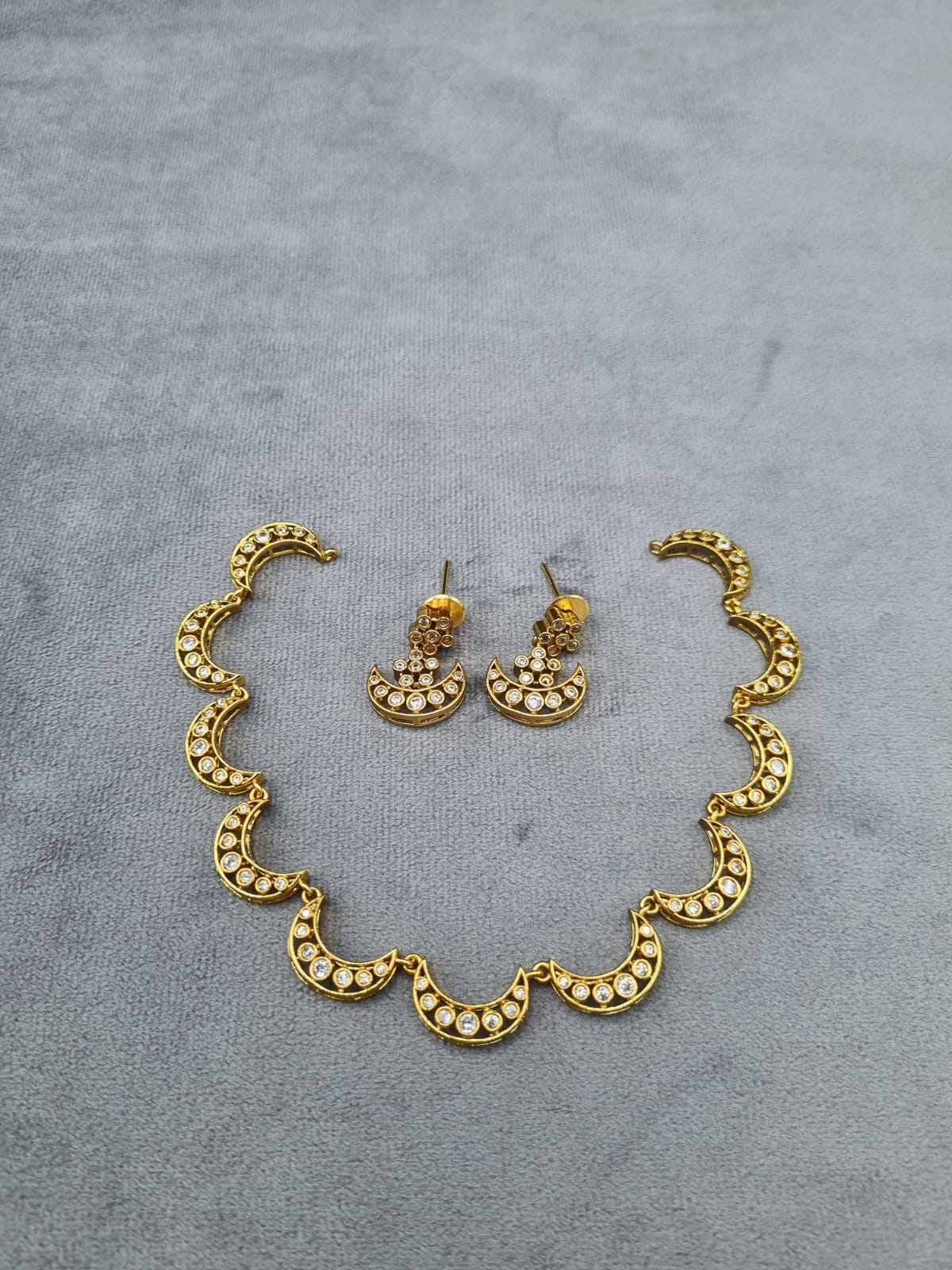 Gold-Tone Crescent Moon AD Jewelry Set