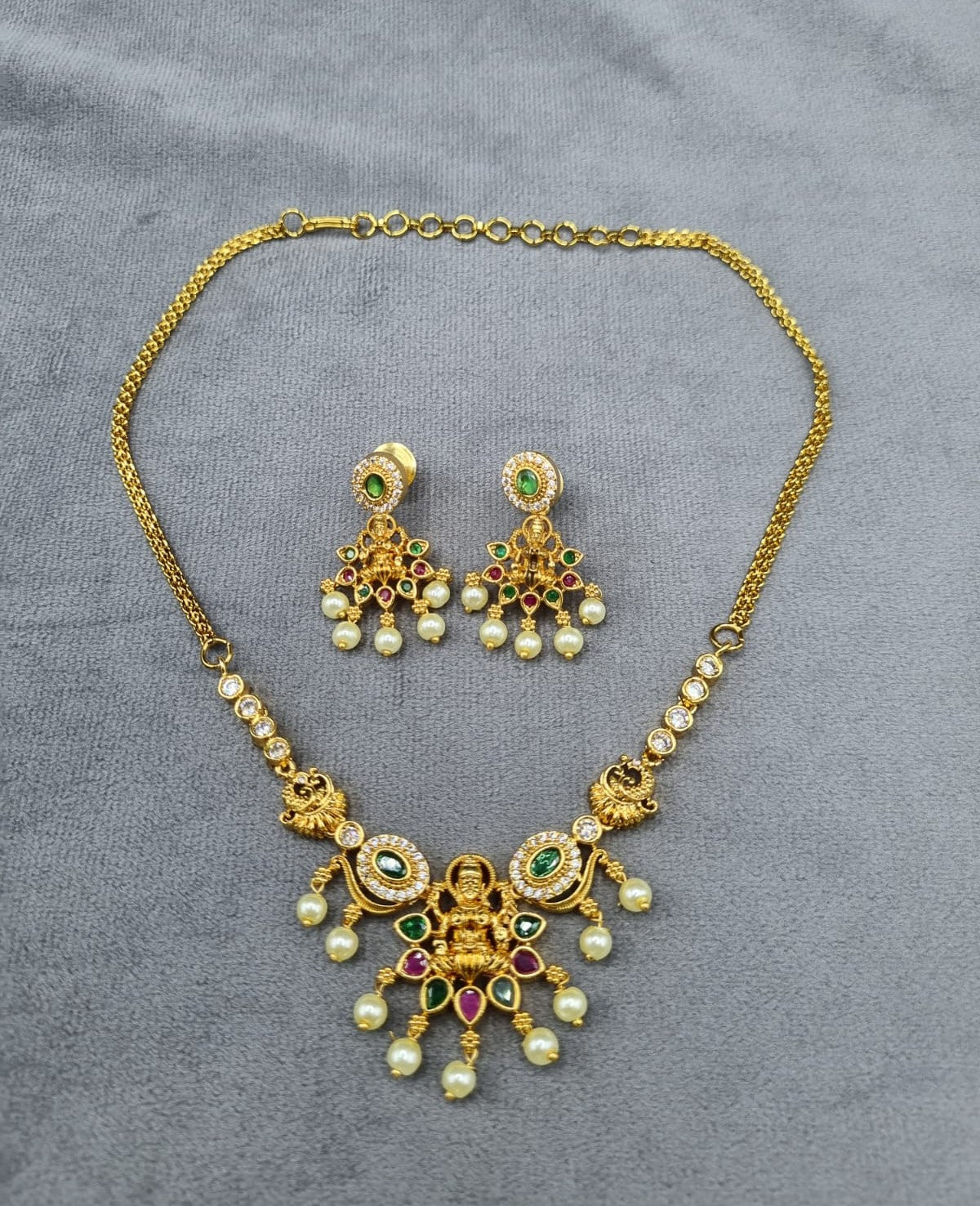Goddess Lakshmi Ethnic AD Necklace Set