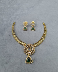 Ethereal Mint Gold-Plated AD Necklace Set