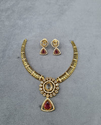 Ethereal Mint Gold-Plated AD Necklace Set