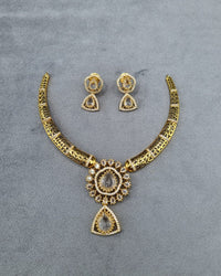 Ethereal Mint Gold-Plated AD Necklace Set