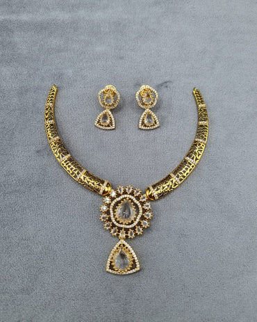 Ethereal Mint Gold-Plated AD Necklace Set