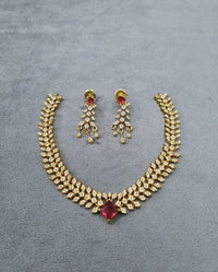 Emerald Leafy Link Necklace Set