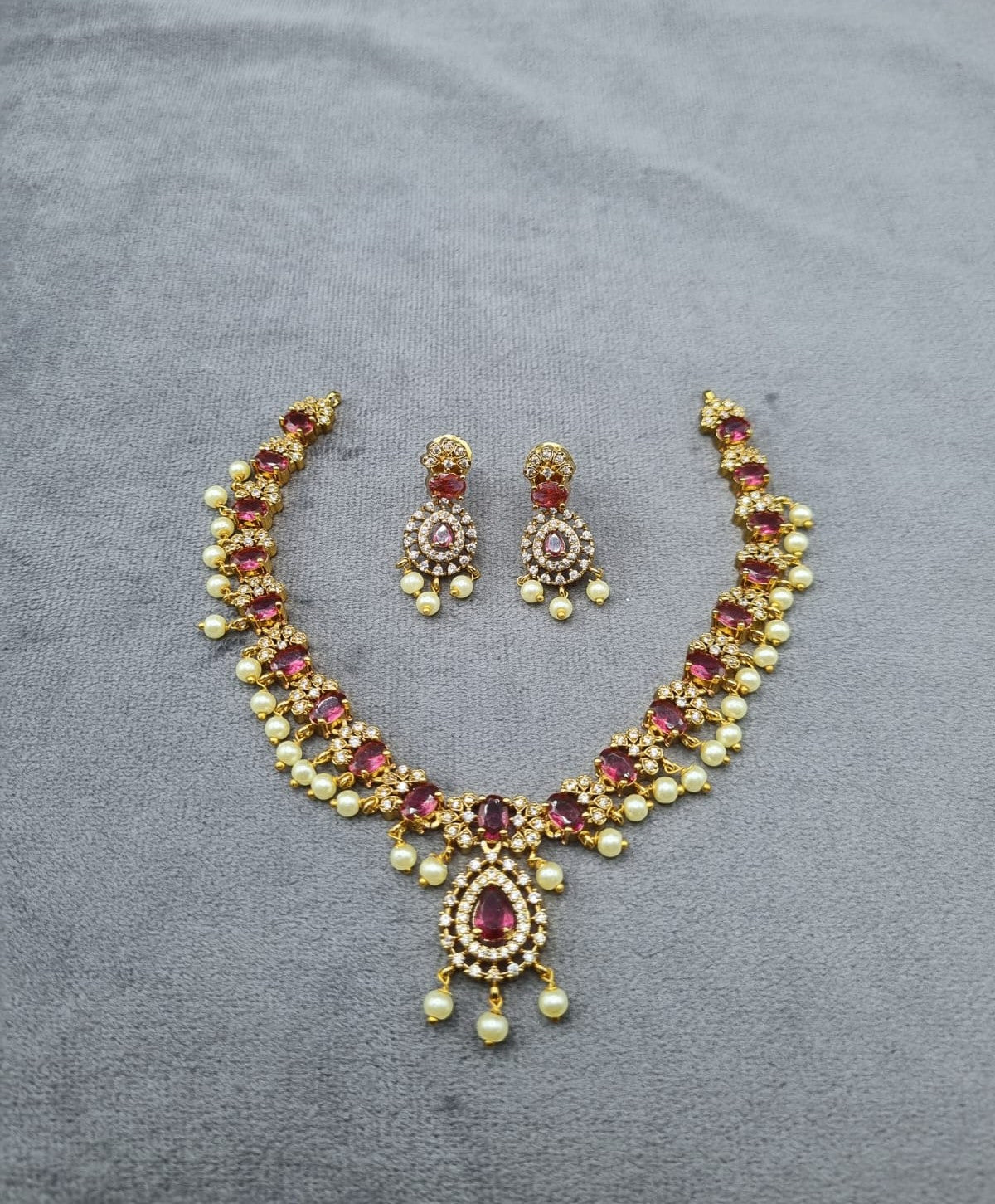 Royal Emerald Gold-Plated AD Necklace Set