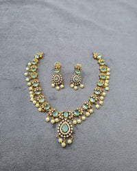 Royal Emerald Gold-Plated AD Necklace Set