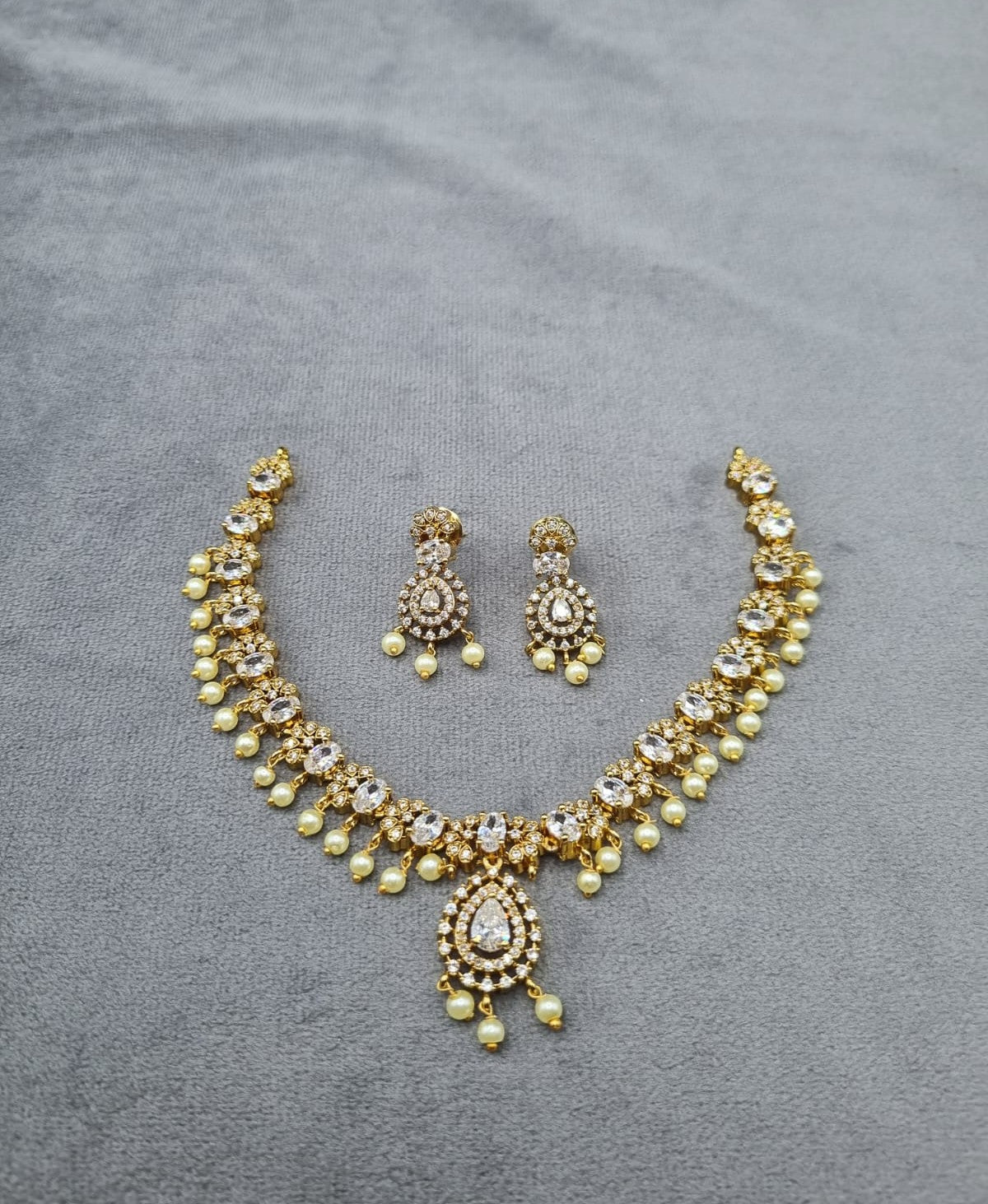 Royal Emerald Gold-Plated AD Necklace Set