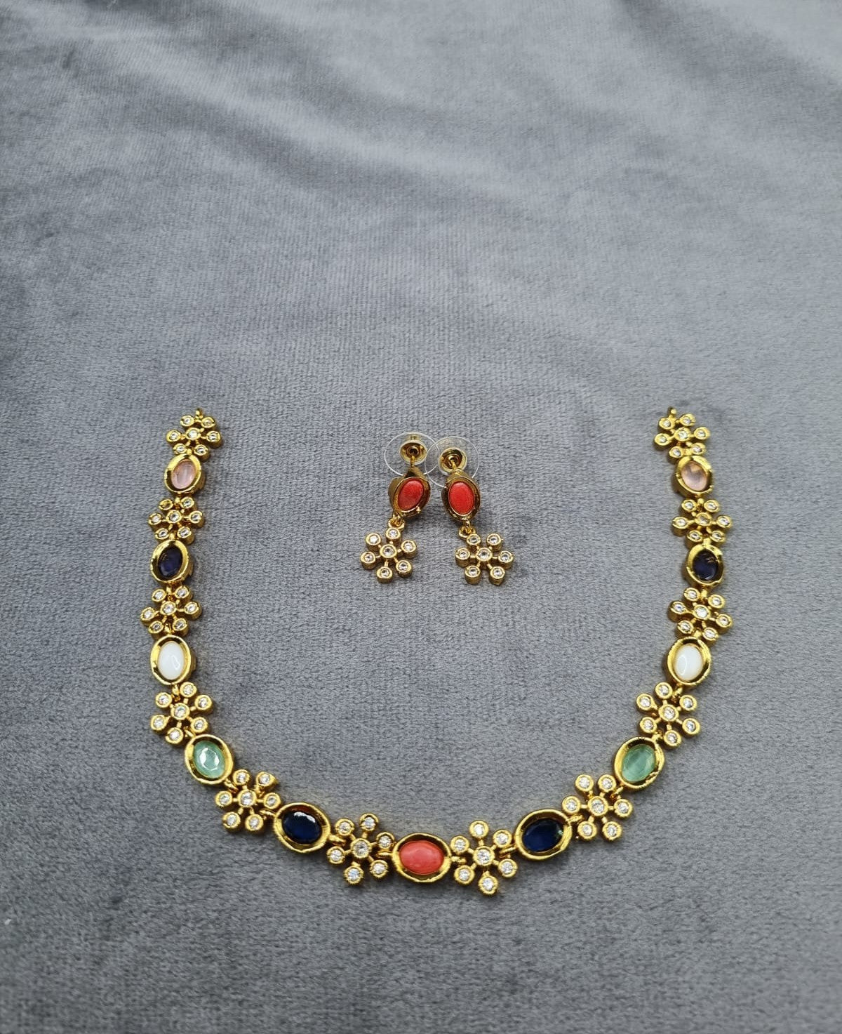 Gold-Tone Oval & Floral AD Jewelry Set