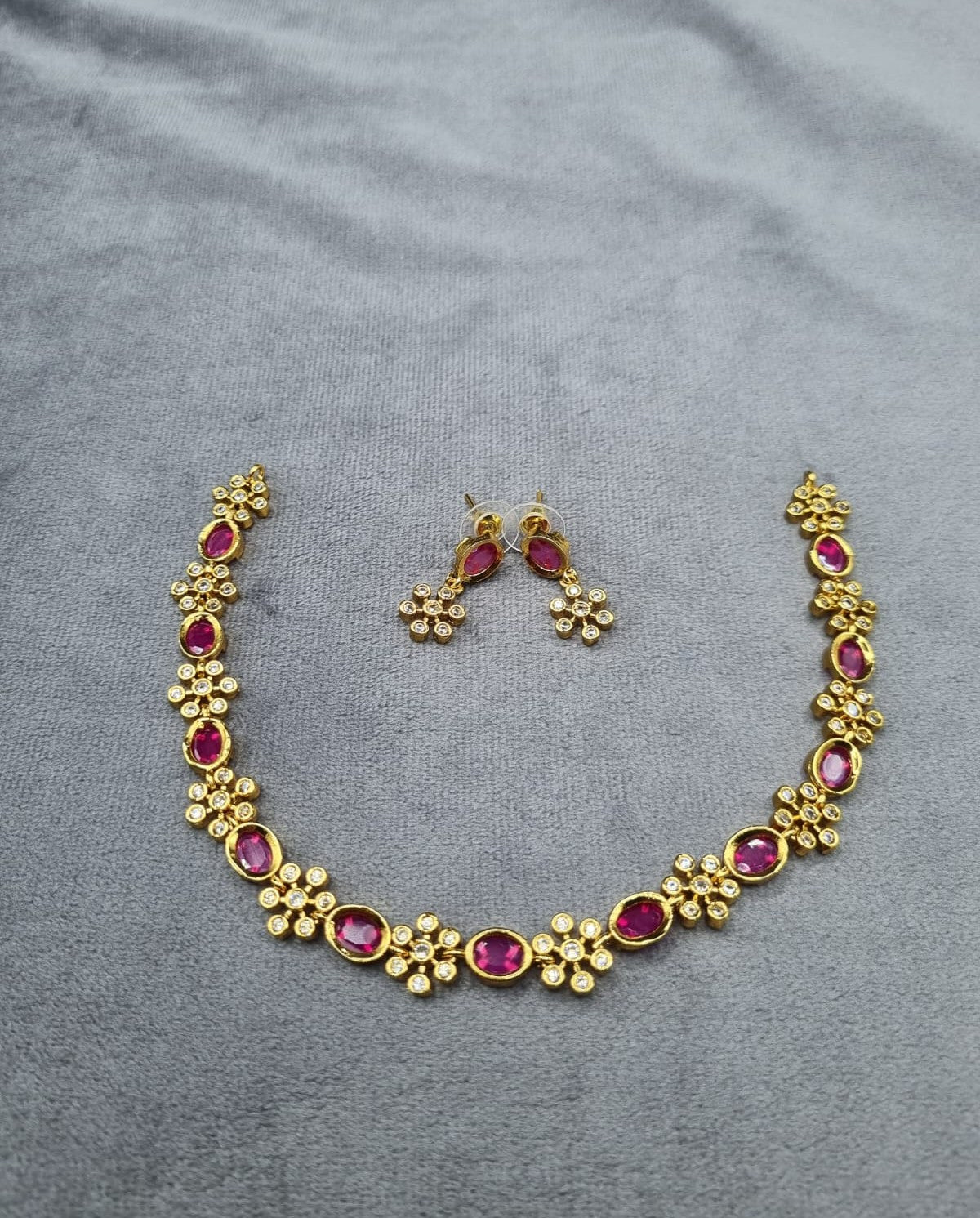 Gold-Tone Oval & Floral AD Jewelry Set