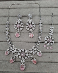 Floral Blush Pink AD Bridal Jewellery Set