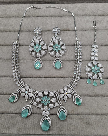 Floral Blush Pink AD Bridal Jewellery Set