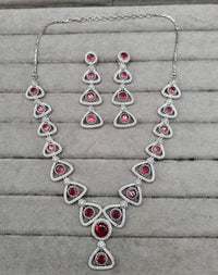 Triangular Link Silver AD Jewellery Set