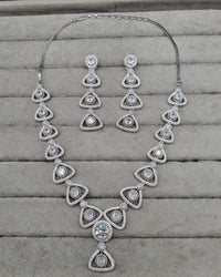 Triangular Link Silver AD Jewellery Set