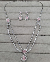 Double-Layered Blue Sapphire AD Necklace Set