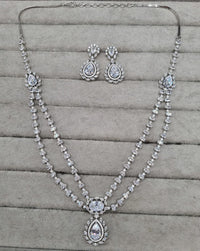 Double-Layered Blue Sapphire AD Necklace Set