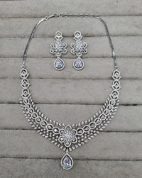Floral Rani Pink Teardrop AD Necklace Set
