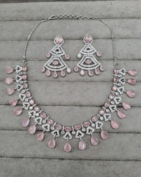 Regal Purple & AD Geometric Necklace Set