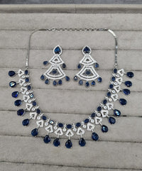 Regal Purple & AD Geometric Necklace Set