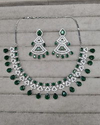 Regal Purple & AD Geometric Necklace Set