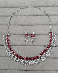Elegant Rani Pink & AD Collar Necklace Set