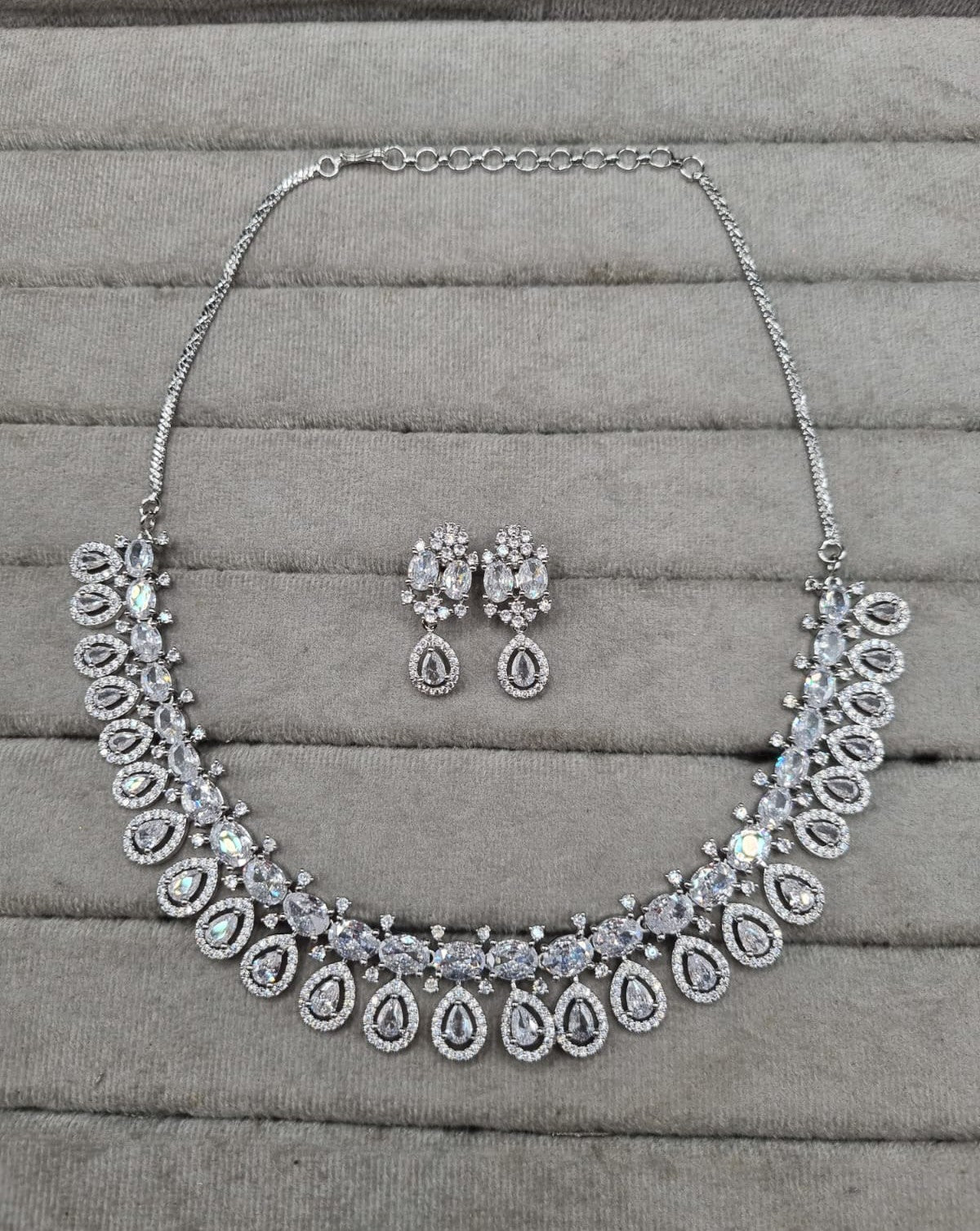 Elegant Rani Pink & AD Collar Necklace Set