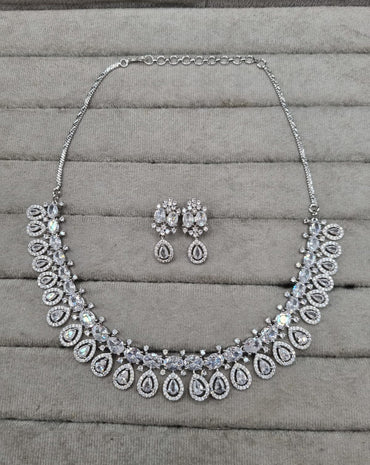 Elegant Rani Pink & AD Collar Necklace Set