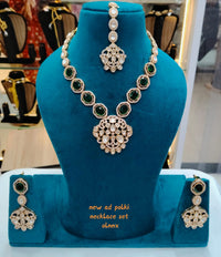 Traditional Gold-Finish Polki Set with Maang Tikka
