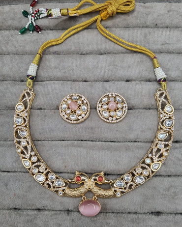 Ethnic Mayur Design Polki Choker Set