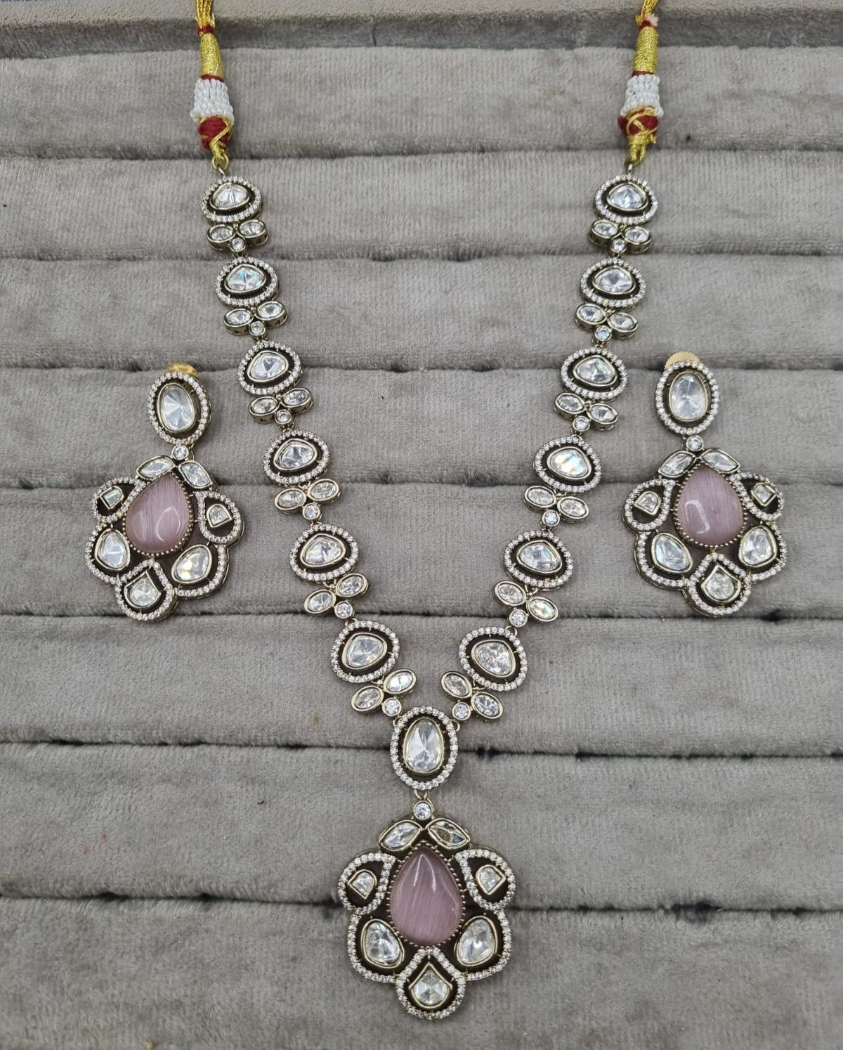 Heritage AD Blush Pink Long Necklace Set