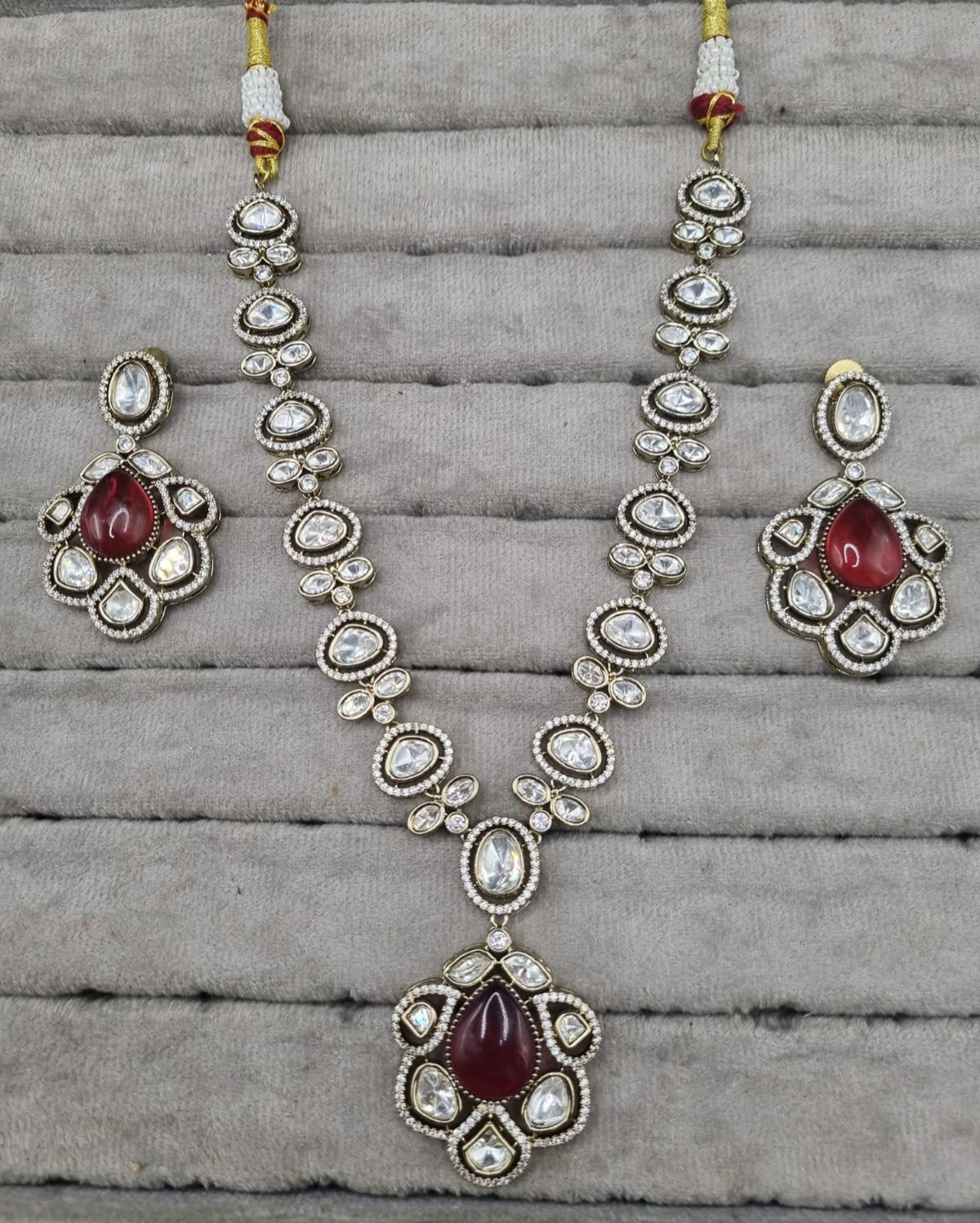 Heritage AD Blush Pink Long Necklace Set