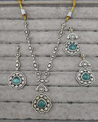 Handcrafted Emerald Green AD Long Necklace Set
