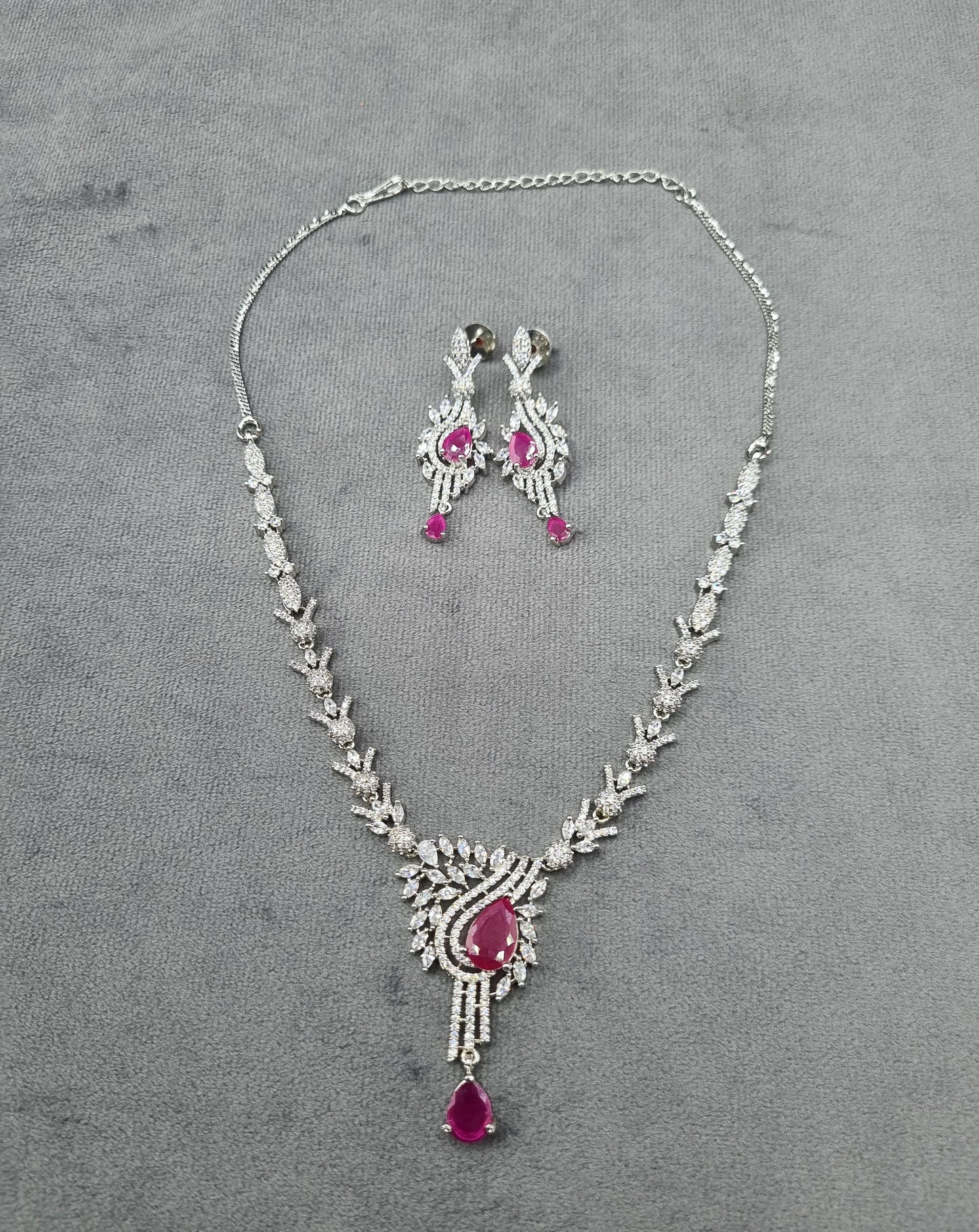 Imperial White American Diamond Teardrop Jewelry Set