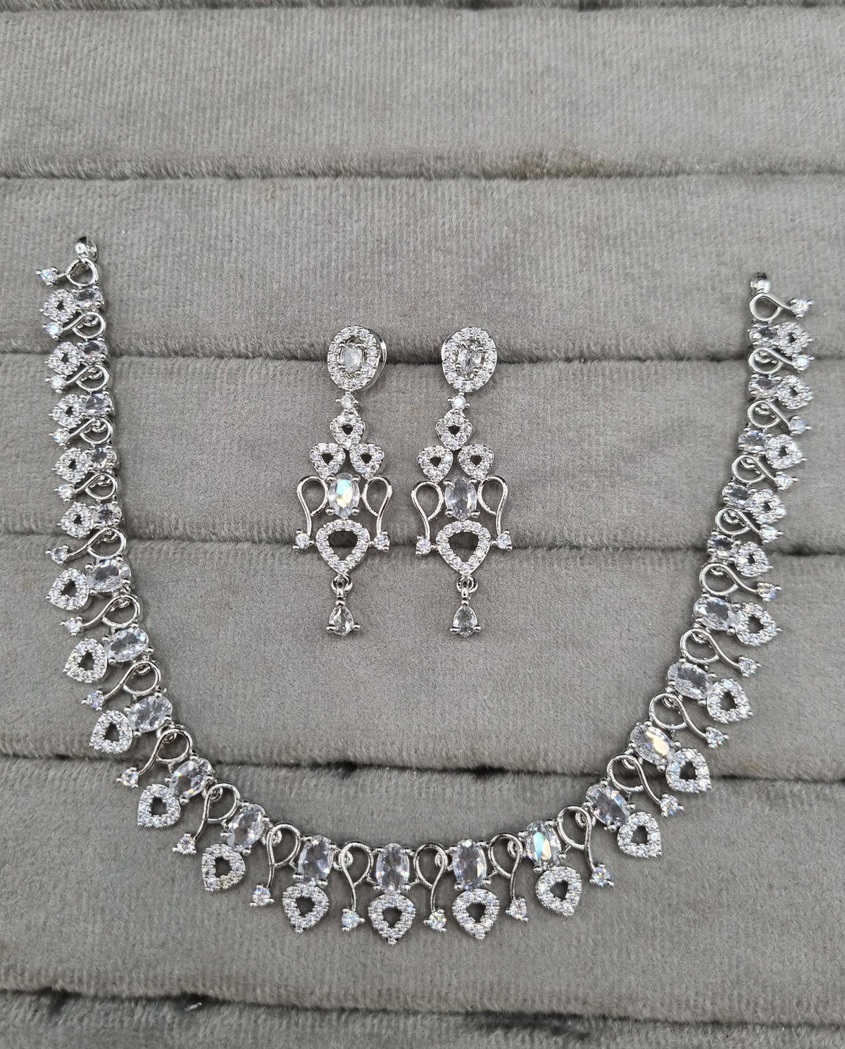 Sparkling American Diamond Necklace and Earrings Set