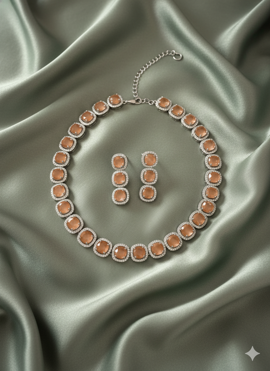 Fancy Colored Stone Sparkling Motif & Solitaire Set