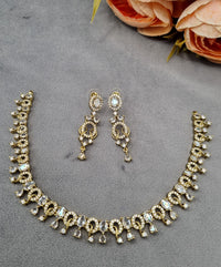 American Diamond Drop Necklace Set with Matching Dangle Earrings