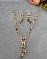 Halo Drop American Diamond Y-Necklace Set