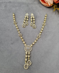Halo Drop American Diamond Y-Necklace Set