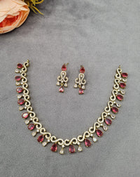 Infinity Wave American Diamond Necklace Set with Drop Earrings