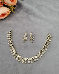 Infinity Wave American Diamond Necklace Set with Drop Earrings